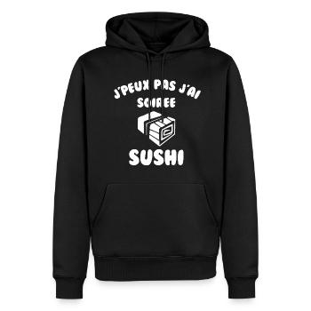 J’peux pas j’ai soirée sushi - Sweat à capuche Premium bio Homme - noir - Devant - Nico (187cm)