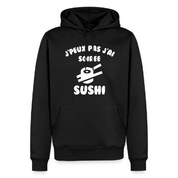 J’peux pas j’ai soirée sushi - Sweat à capuche Premium bio Homme - noir - Devant - Nico (187cm)