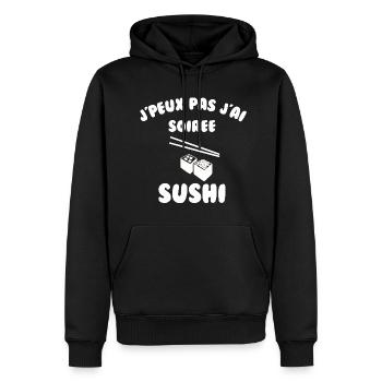 J’peux pas j’ai soirée sushi - Sweat à capuche Premium bio Homme - noir - Devant - Nico (187cm)