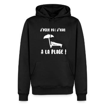 J’peux pas j’vais à la plage - Sweat à capuche Premium bio Homme - noir - Devant - Nico (187cm)