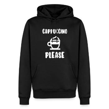 Cappuccino bitte - Männer Premium Bio Hoodie - Schwarz - Vorne - Nico (187cm)