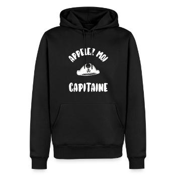 Appelez moi capitaine - Sweat à capuche Premium bio Homme - noir - Devant - Nico (187cm)