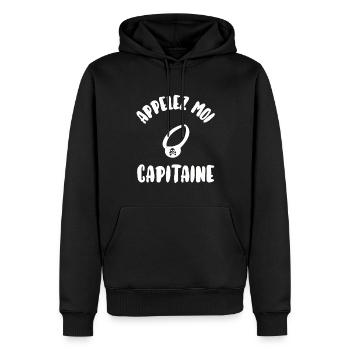 Appelez moi capitaine - Sweat à capuche Premium bio Homme - noir - Devant - Nico (187cm)