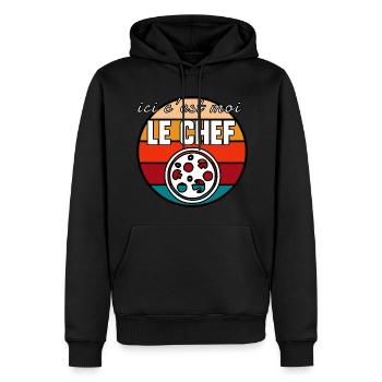 c’est moi le chef - Sweat à capuche Premium bio Homme - noir - Devant - Nico (187cm)