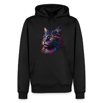 Colorful stunning cat portrait illustration - Men’s Premium Organic Hoodie - black - Front - Nico (187cm)
