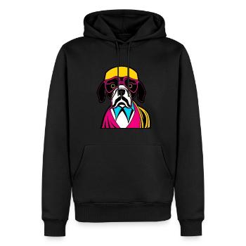 Glücklicher Hund. Glückliche Hunde. Boxer - Männer Premium Bio Hoodie - Schwarz - Vorne - Nico (187cm)