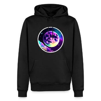 Pleine lune - Sweat à capuche Premium bio Homme - noir - Devant - Nico (187cm)