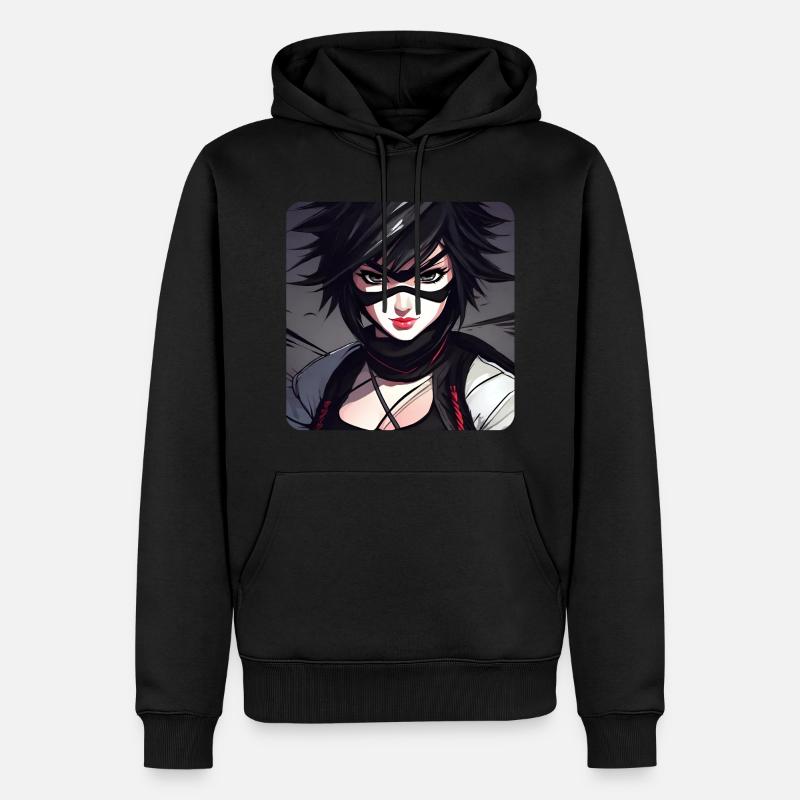 Anime Ninja Mädchen - Männer Premium Bio Hoodie - Schwarz