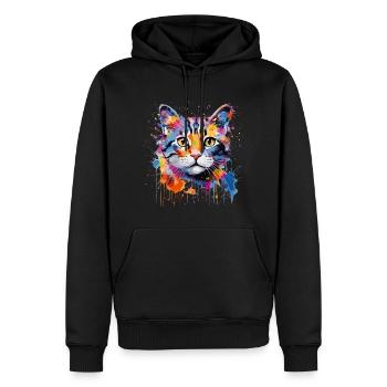 Niedliche Katze - Männer Premium Bio Hoodie - Schwarz - Vorne - Nico (187cm)