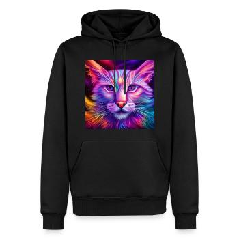 Katze in Neonfarben - Männer Premium Bio Hoodie - Schwarz - Vorne - Nico (187cm)