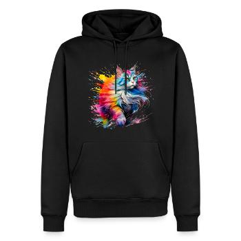 Cat, Maine Coon - Men’s Premium Organic Hoodie - black - Front - Nico (187cm)