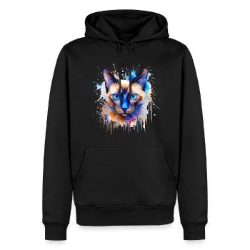 chat siamois - Sweat à capuche Premium bio Homme - noir - Devant - Nico (187cm)