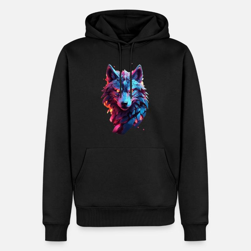 Wolf - Männer Premium Bio Hoodie - Schwarz