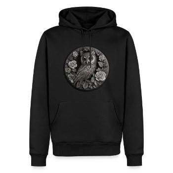 Silberne Eule - Männer Premium Bio Hoodie - Schwarz - Vorne - Nico (187cm)