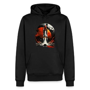 Navette Mars & lune - Sweat à capuche Premium bio Homme - noir - Devant - Nico (187cm)