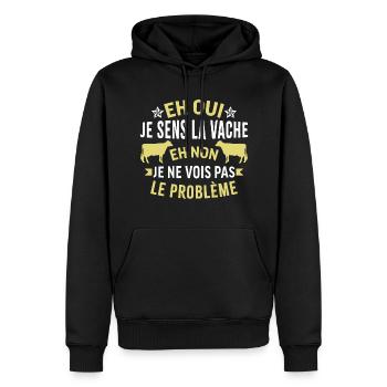 Eh oui je sens la vache - Sweat à capuche Premium bio Homme - noir - Devant - Nico (187cm)