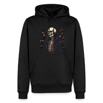 Halloween Skelett Mit Rosen - Männer Premium Bio Hoodie - Schwarz - Vorne - Nico (187cm)