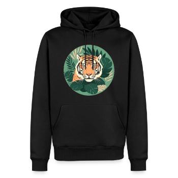 Tropical Tiger Animal Lover - Men’s Premium Organic Hoodie - black - Front - Nico (187cm)