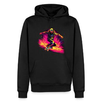 Skateboarder Neon Stil - Männer Premium Bio Hoodie - Schwarz - Vorne - Nico (187cm)