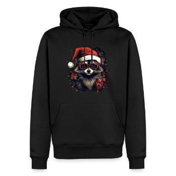 Santa Claus Waschbär - Männer Premium Bio Hoodie - Schwarz - Vorne - Nico (187cm)