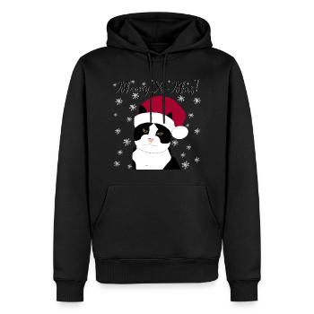 Meowy X-mas santacat - smoking - Männer Premium Bio Hoodie - Schwarz - Vorne - Nico (187cm)