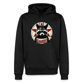 raccoon, chaotic, anarchy, star, revolution - Men’s Premium Organic Hoodie - black - Front - Nico (187cm)