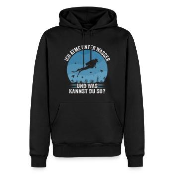 ich atme unter wasser und was kannst du so - Männer Premium Bio Hoodie - Schwarz - Vorne - Nico (187cm)