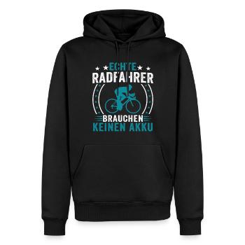 Echte radfahrer brauchen keinen akku - Männer Premium Bio Hoodie - Schwarz - Vorne - Nico (187cm)