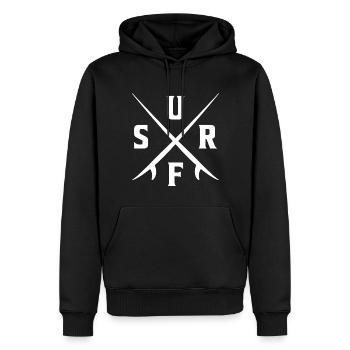 Surf T-shirt Surfen Surfer - Sweat à capuche Premium bio Homme - noir - Devant - Nico (187cm)