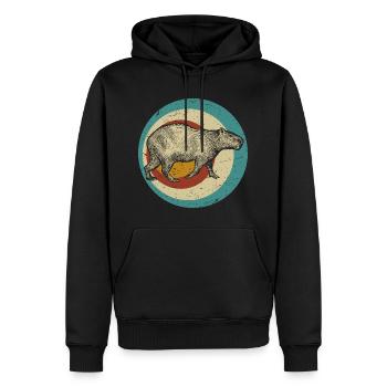 Capybara Wasserschwein retro Nagetier Tier lustig - Männer Premium Bio Hoodie - Schwarz - Vorne - Nico (187cm)