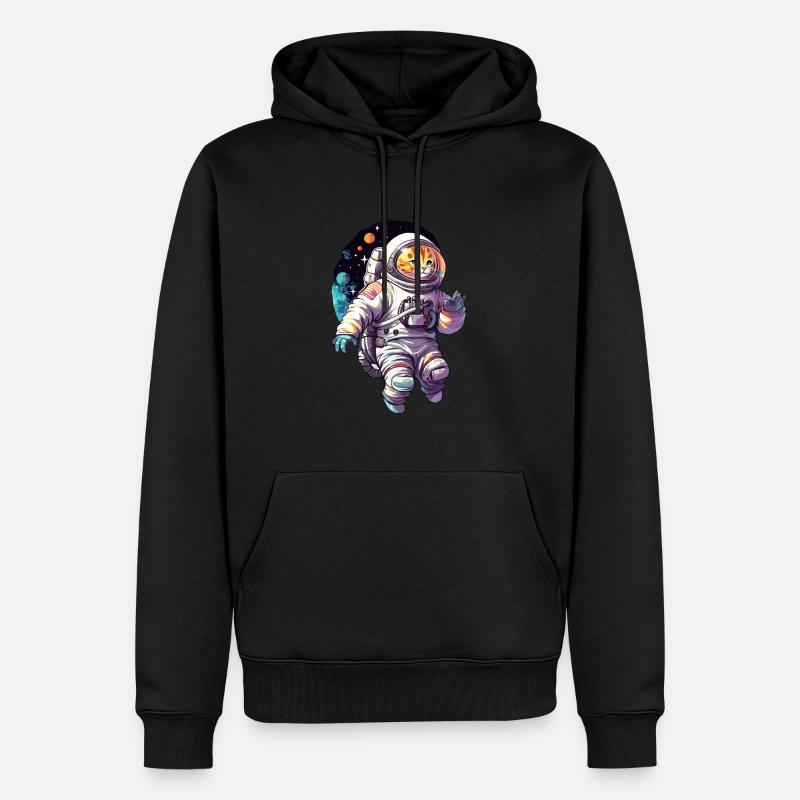 Astronaute de l’espace Cat - Sweat à capuche Premium bio Homme - noir
