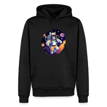 Cat Space Astro - Sweat à capuche Premium bio Homme - noir - Devant - Nico (187cm)