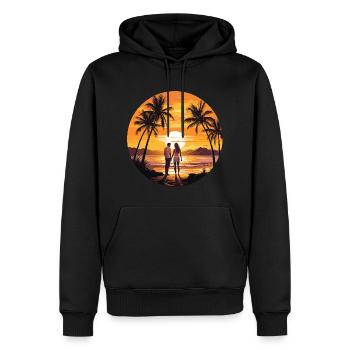 Beach Sunset - Men’s Premium Organic Hoodie - black - Front - Nico (187cm)