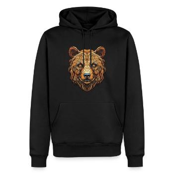 Visage de grizzli - Emblème de la nature sauvage - Sweat à capuche Premium bio Homme - noir - Devant - Nico (187cm)