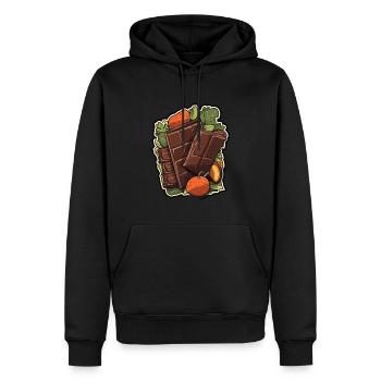 Chocolat - Indulgence minimaliste - Sweat à capuche Premium bio Homme - noir - Devant - Nico (187cm)