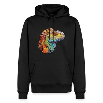 Iguanische Lebendige Farben - Chromatische - Männer Premium Bio Hoodie - Schwarz - Vorne - Nico (187cm)