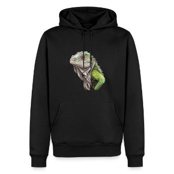 Iguan - Rêverie verte - Sweat à capuche Premium bio Homme - noir - Devant - Nico (187cm)