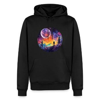 Exploration des surfaces aquarelles - céleste - Sweat à capuche Premium bio Homme - noir - Devant - Nico (187cm)