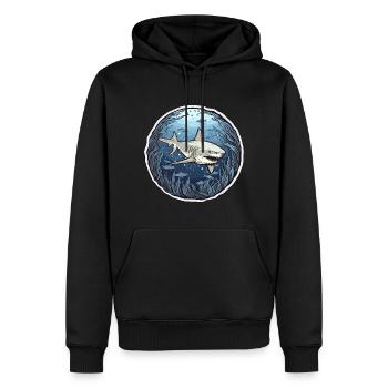 Symphonie des requins - Sweat à capuche Premium bio Homme - noir - Devant - Nico (187cm)