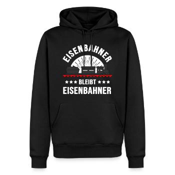 Eisenbahn Lokomotive Modeleisenbahn - Männer Premium Bio Hoodie - Schwarz - Vorne - Nico (187cm)