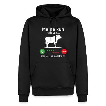 Meine kuh ruft an ich muss melken - Männer Premium Bio Hoodie - Schwarz - Vorne - Nico (187cm)