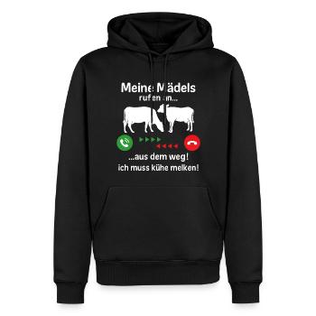 ich muss kühe melken - Männer Premium Bio Hoodie - Schwarz - Vorne - Nico (187cm)