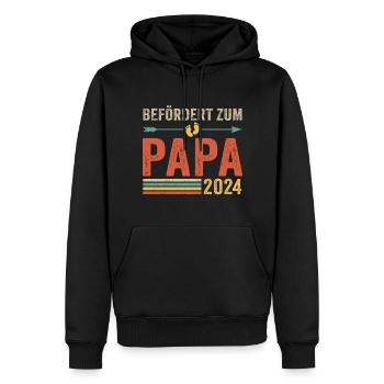 Befördert zum Papa 2024 - Männer Premium Bio Hoodie - Schwarz - Vorne - Nico (187cm)