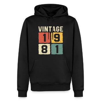 Millésime 1981 Né en 1981 - Sweat à capuche Premium bio Homme - noir - Devant - Nico (187cm)