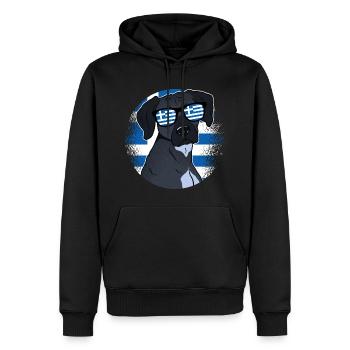 Grèce - Sweat à capuche Premium bio Homme - noir - Devant - Nico (187cm)