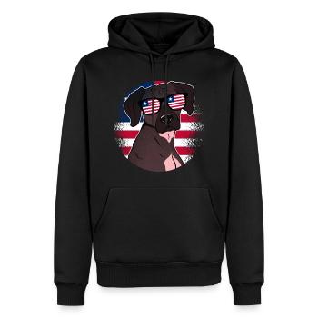 Liberia - Männer Premium Bio Hoodie - Schwarz - Vorne - Nico (187cm)
