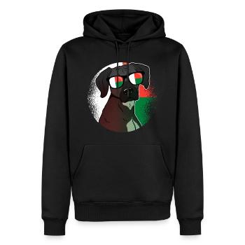 Macédoine - Sweat à capuche Premium bio Homme - noir - Devant - Nico (187cm)