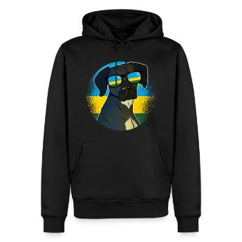 Ruanda - Männer Premium Bio Hoodie - Schwarz - Vorne - Nico (187cm)
