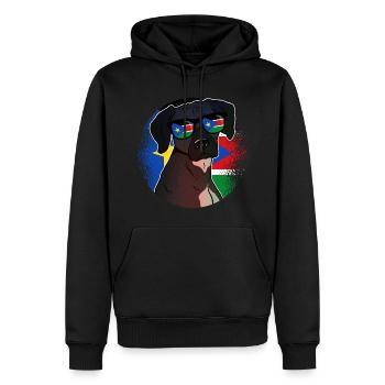 Sud Soudan - Sweat à capuche Premium bio Homme - noir - Devant - Nico (187cm)