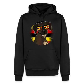 Uganda - Männer Premium Bio Hoodie - Schwarz - Vorne - Nico (187cm)